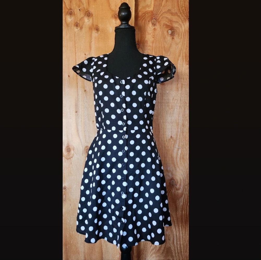 Black and White Polka Dot Dress BUY1 GET1 FREE
